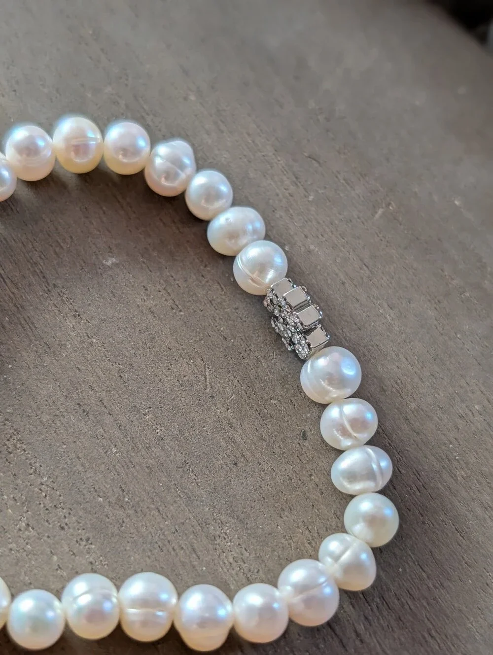 TORY BURCH Moondance Pave Pearl Double T Logo Bracelet